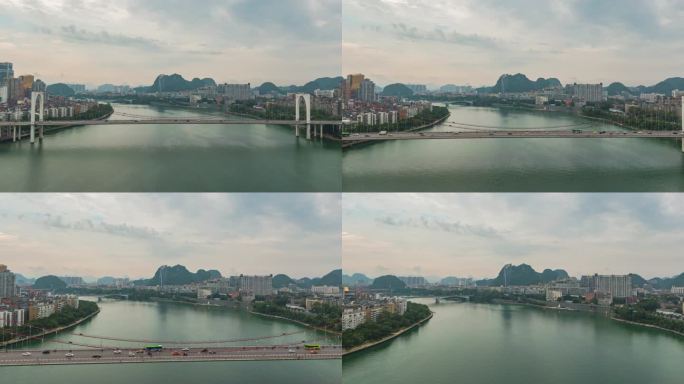 广西柳州柳江红光大桥延时摄影