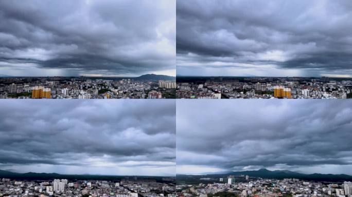 海南省万宁市城市平流云航拍风景