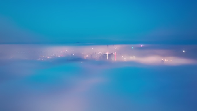 大连市星海广场平流雾夜景延时航拍