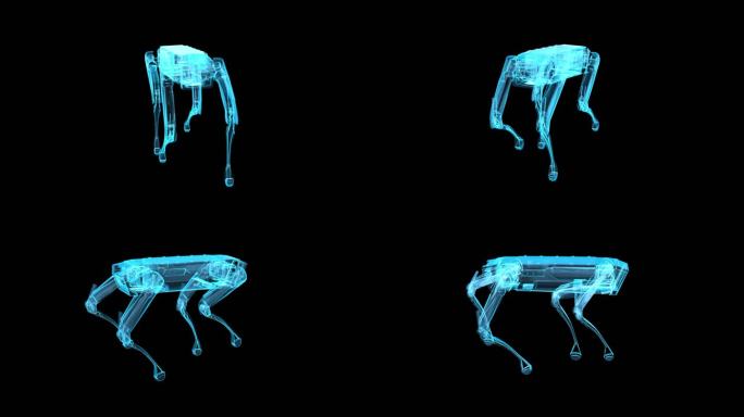 蓝色全息科技机器人动画带通道