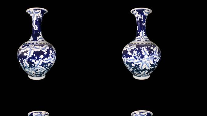 带通道古董青花瓷花瓶