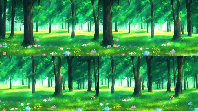 森林动态背景卡通树林动漫视频素材唯美梦幻