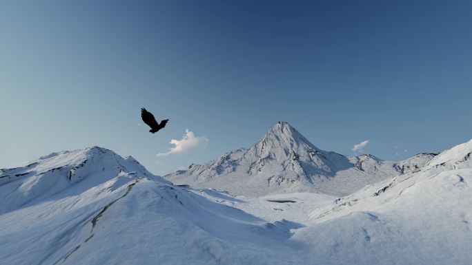 雄鹰老鹰飞过雪山高山冰山山峰群山动画大气