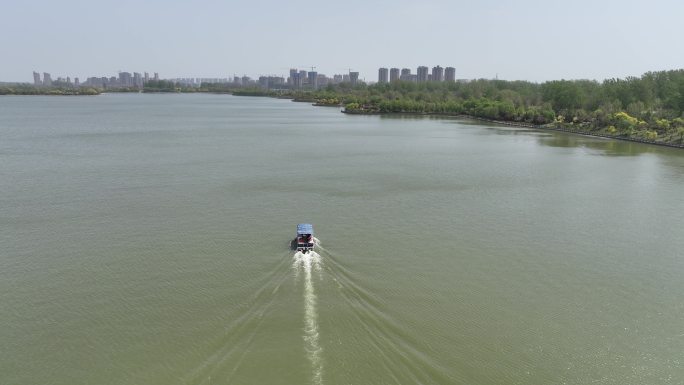 河南许昌鄢陵地标鹤鸣湖航拍