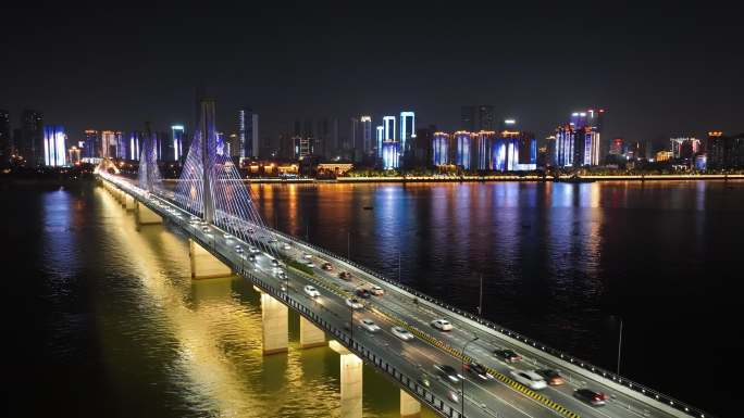 长沙城市夜景车流唯美灯光秀延时摄影实拍