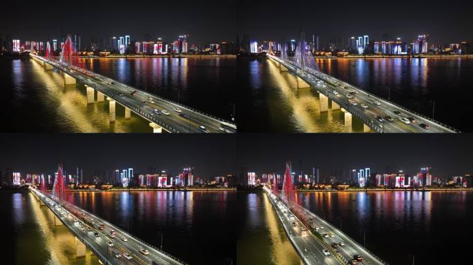长沙城市夜景车流唯美灯光秀延时摄影实拍