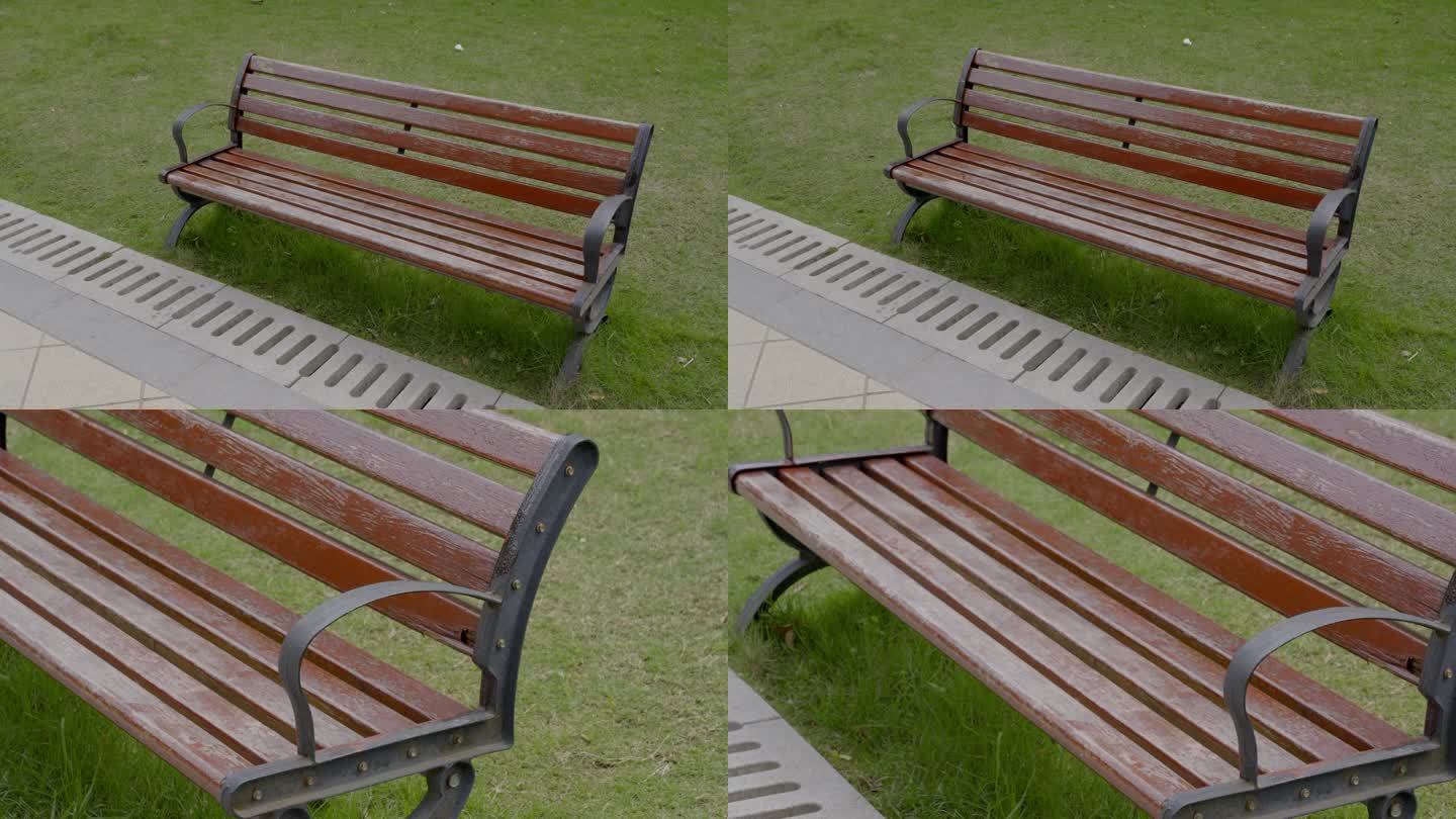 公园草地长椅长凳