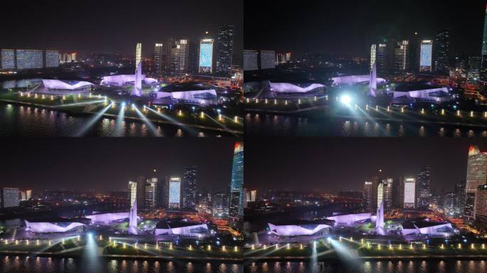 长沙湘江两岸繁华城市灯光秀夜景