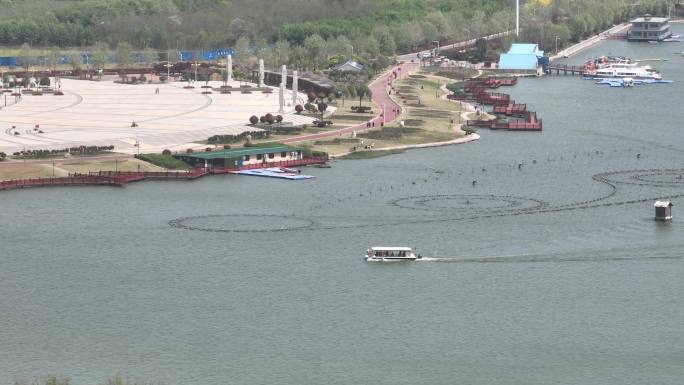 河南许昌鄢陵地标鹤鸣湖航拍