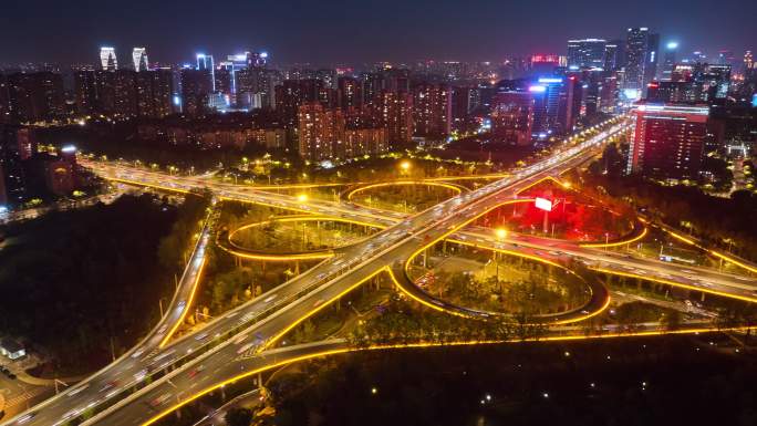 成都天府立交夜景延时