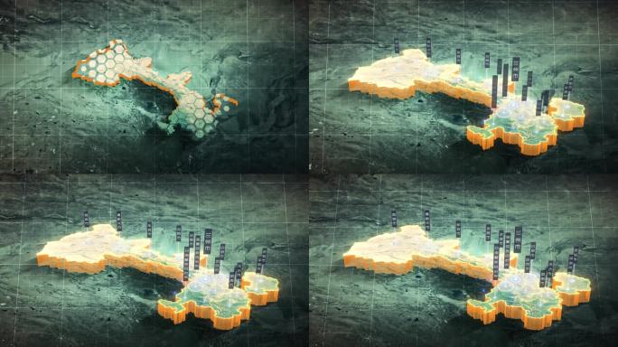 【AE模板】暗调三维卫星地图 甘肃省
