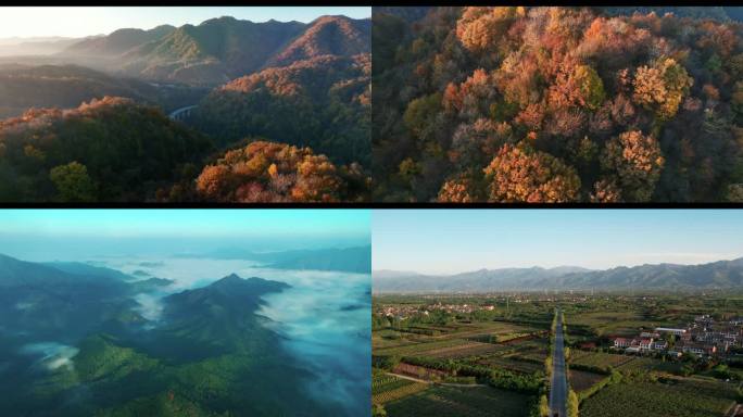 秦岭森林彩林大山云海夕阳暮色黄昏