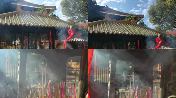 香火寺院 祈福香燃烧拜佛