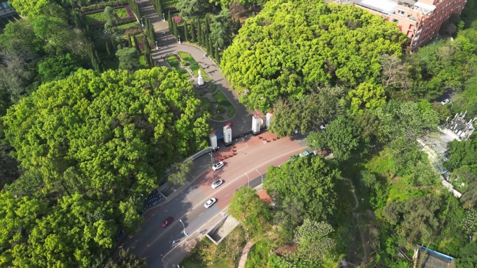 重庆北碚西南大学一号门生态航拍