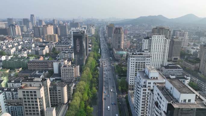 4k航拍杭州中河高架车流