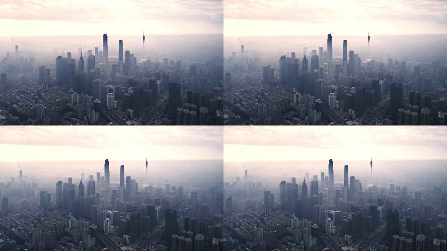 广州城市平流雾航拍