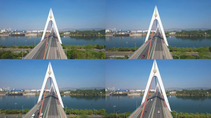 广西柳州鹧鸪江大桥柳江风光城市建筑航拍