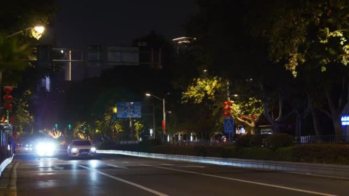 南京市中心夜间照明交通街全景4k中国
