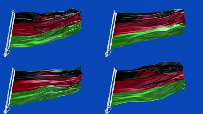 4k高度详细的马拉维国旗-马拉维国旗高细节-国旗马拉维波模式可循环元素