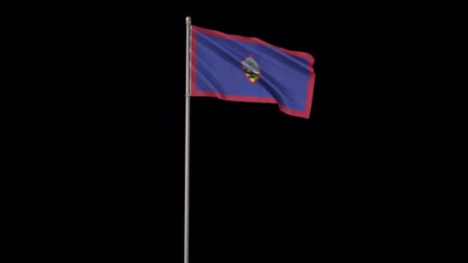 关岛旗帜与阿尔法频道，4k视频是透明的
