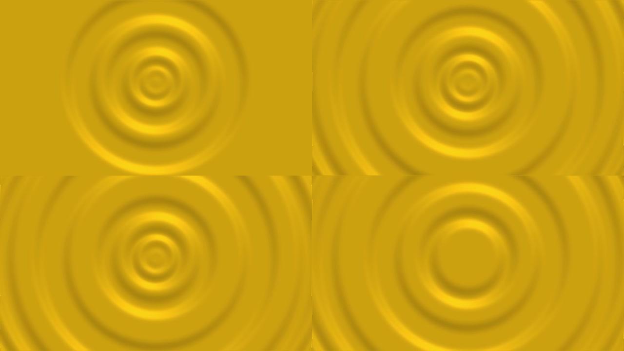 液体波纹的黄色抽象图案的3d渲染。无缝循环动画