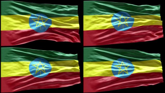 4k高度详细的埃塞俄比亚国旗-埃塞俄比亚国旗高细节-埃塞俄比亚国旗波浪图案可循环元素