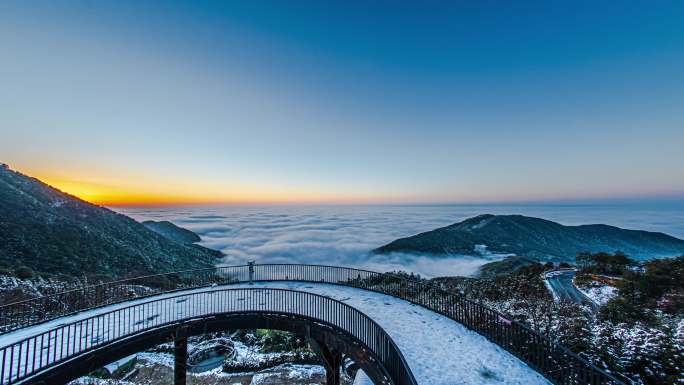 浙江金华北山雪景日出云海