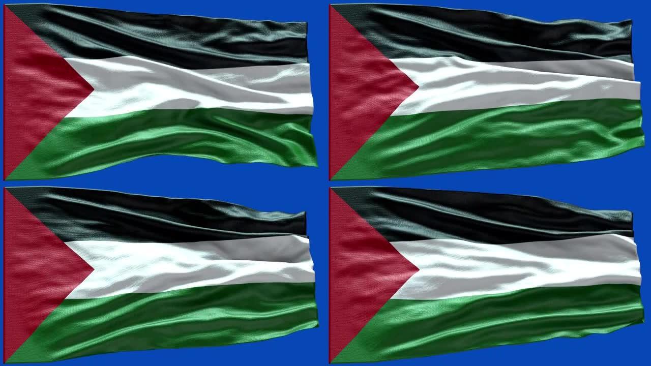 4k高度详细的巴勒斯坦国旗-巴勒斯坦国旗高细节-国旗巴勒斯坦波浪图案可循环元素