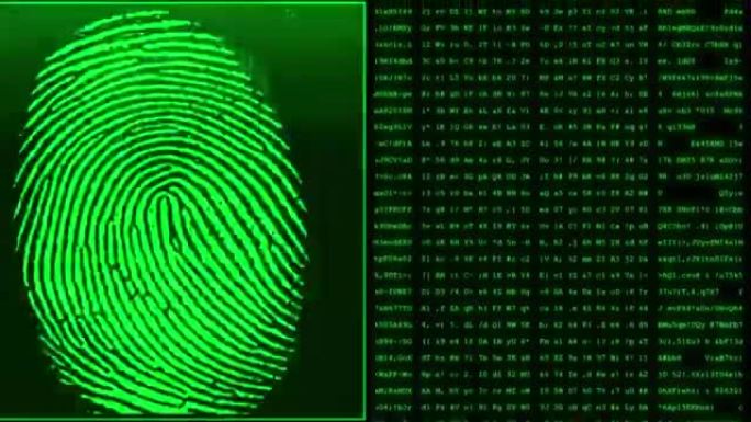 生物指纹扫描仪将扫描的指纹与个人的加密信息进行比较-绿色可循环