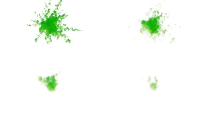 绿色粉末粉尘爆炸，白色背景4K