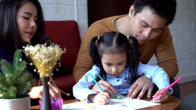 亚洲父母教孩子如何在家画画