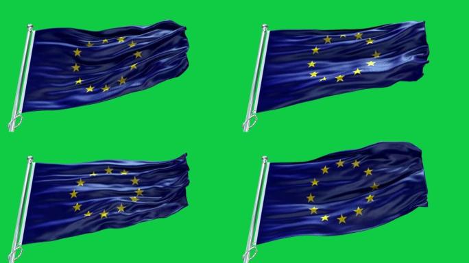 欧盟-欧盟旗帜高细节-欧盟国旗波浪图案可循环元素