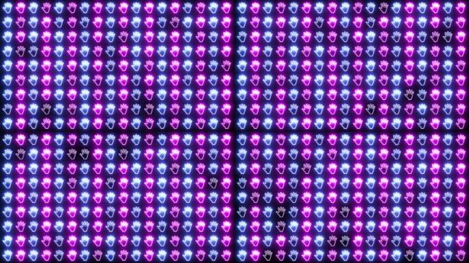 霓虹灯，发光的手势背景。手指和人手，发光设计。