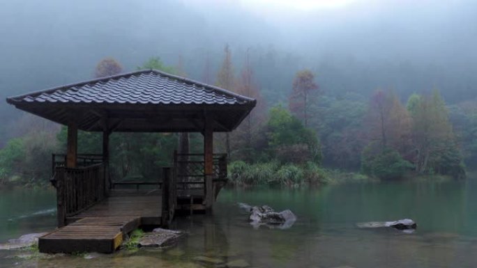 台湾，依兰县，森林，游憩区，雨天，明池