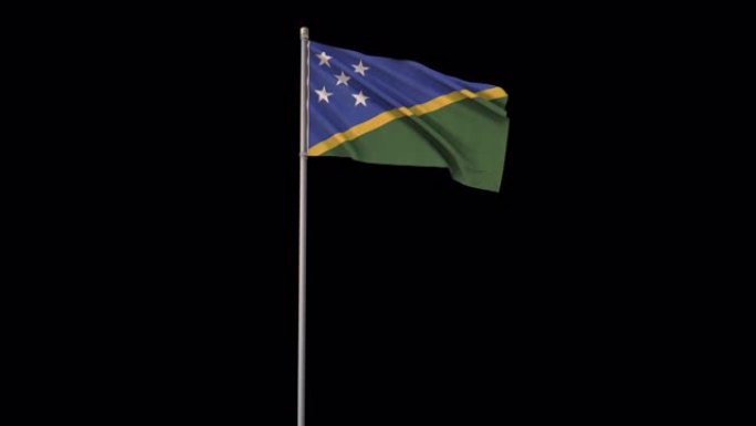 所罗门群岛旗帜与阿尔法频道，4k视频是透明的