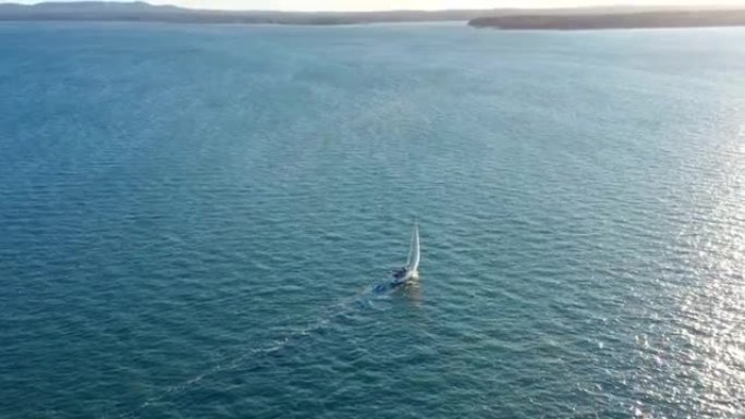 昆士兰麦克利岛附近向太阳航行的帆船海洋野生动物天线