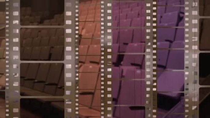 电影带背景，电影院大厅的旧划痕可循环