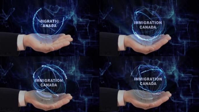 手绘显示加拿大移民