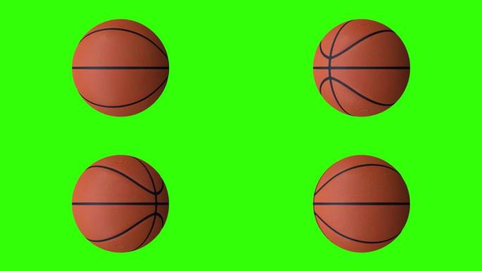 绿屏上的篮球旋转-chromakey背景，循环