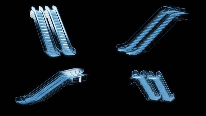 自动扶梯透视全息通道素材