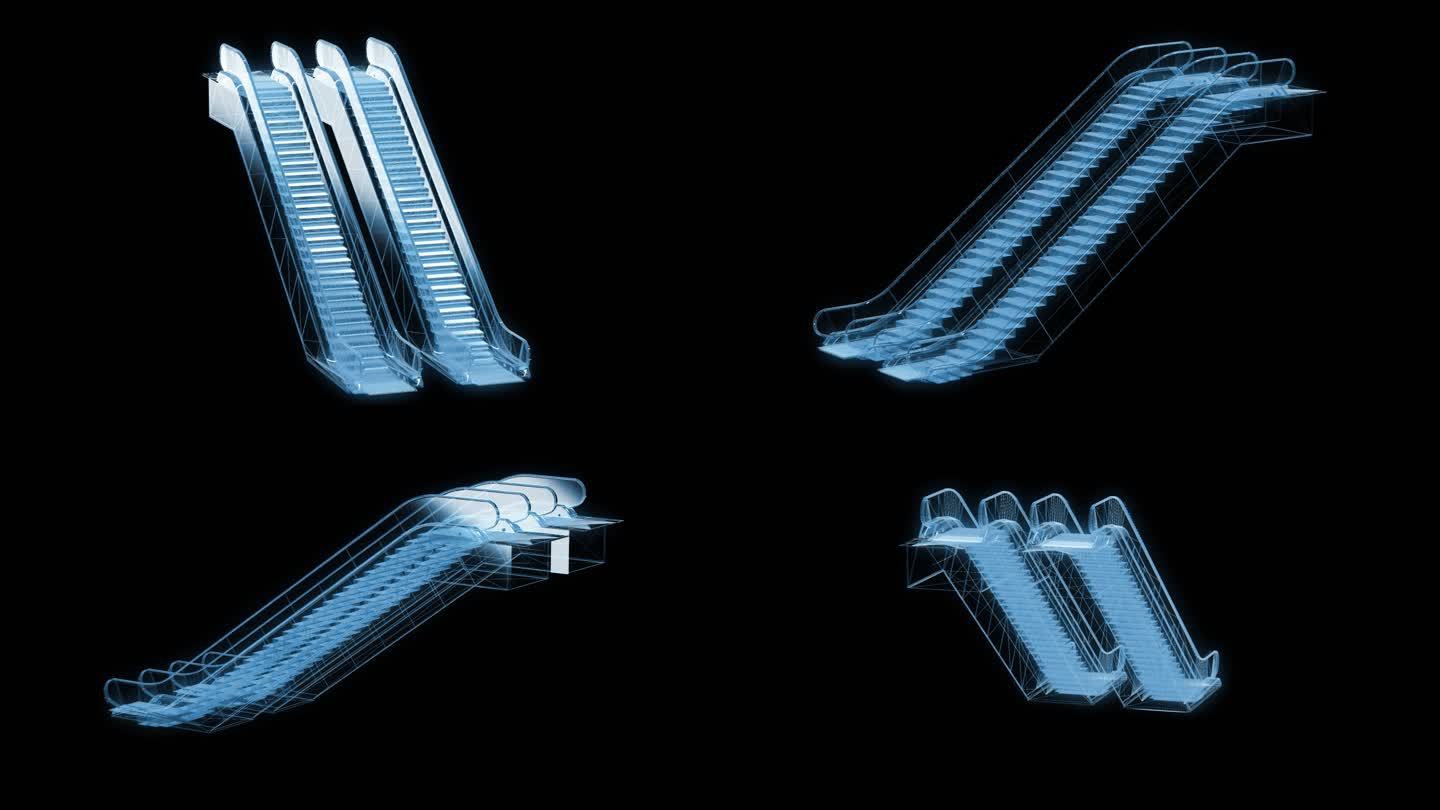自动扶梯透视全息通道素材