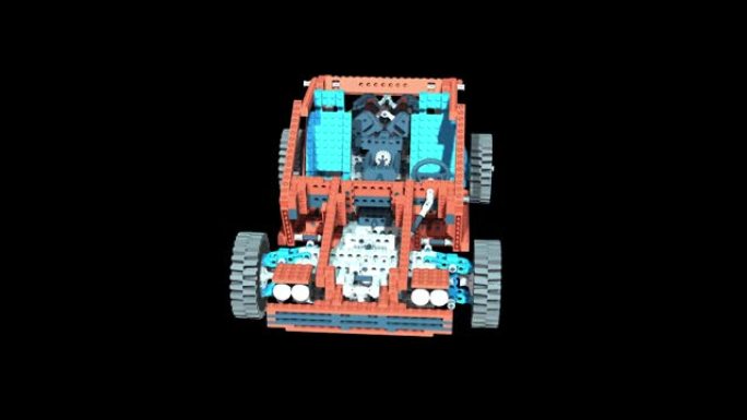 3d动画-用塑料砖制成的测试车。