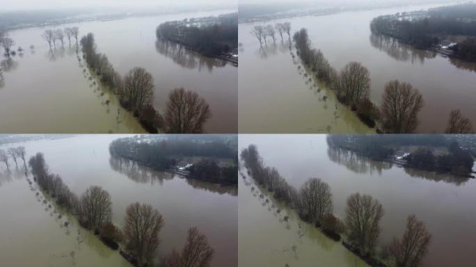 德国莱茵河和美因河泛滥的河岸