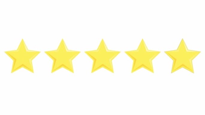 五颗黄星客户产品评价评论。矢量平面插图孤立在白色背景上
