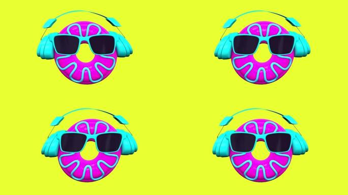 花式甜甜圈舞蹈的循环3D动画。