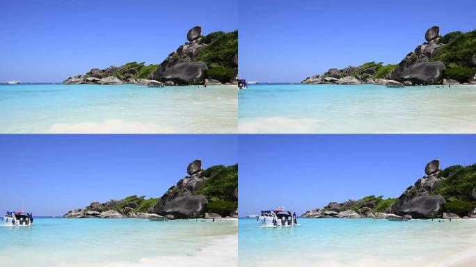 泰国西米兰岛8号天蓝色海岩美丽的自然海景