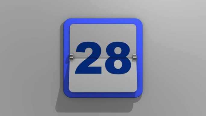 时尚的动画3D渲染翻转日历，在第29天停止。一周的第29天或假期和活动的3d插图。数字二十九的动画。