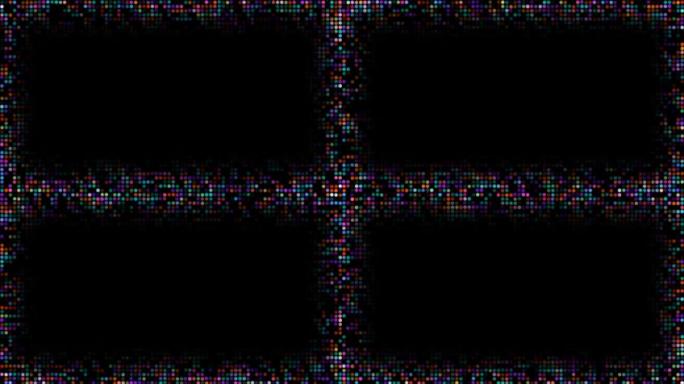 可视化波技术数字表面背景动画抽象红橙黄紫水蓝色斑点光粒子图案波形振荡与复制空间在中间帧
