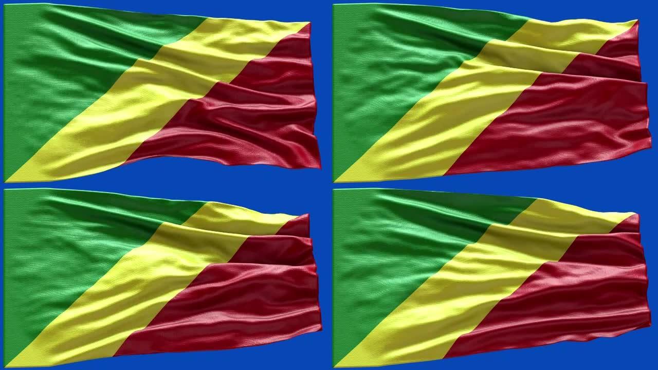 4k高度详细的国旗刚果共和国-刚果共和国国旗高细节刚果共和国波浪图案可循环元素