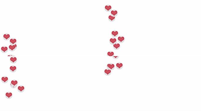 社交爱心爱心图标动画，心形泡泡升起，4k视频